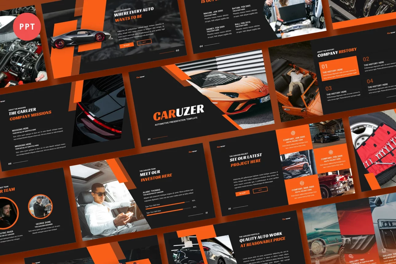 Caruzer Automotive Powerpoint Template