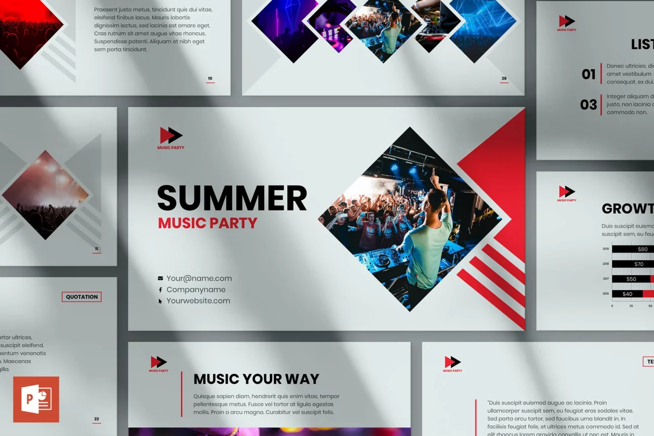 184 Music Party PowerPoint Presentation Template