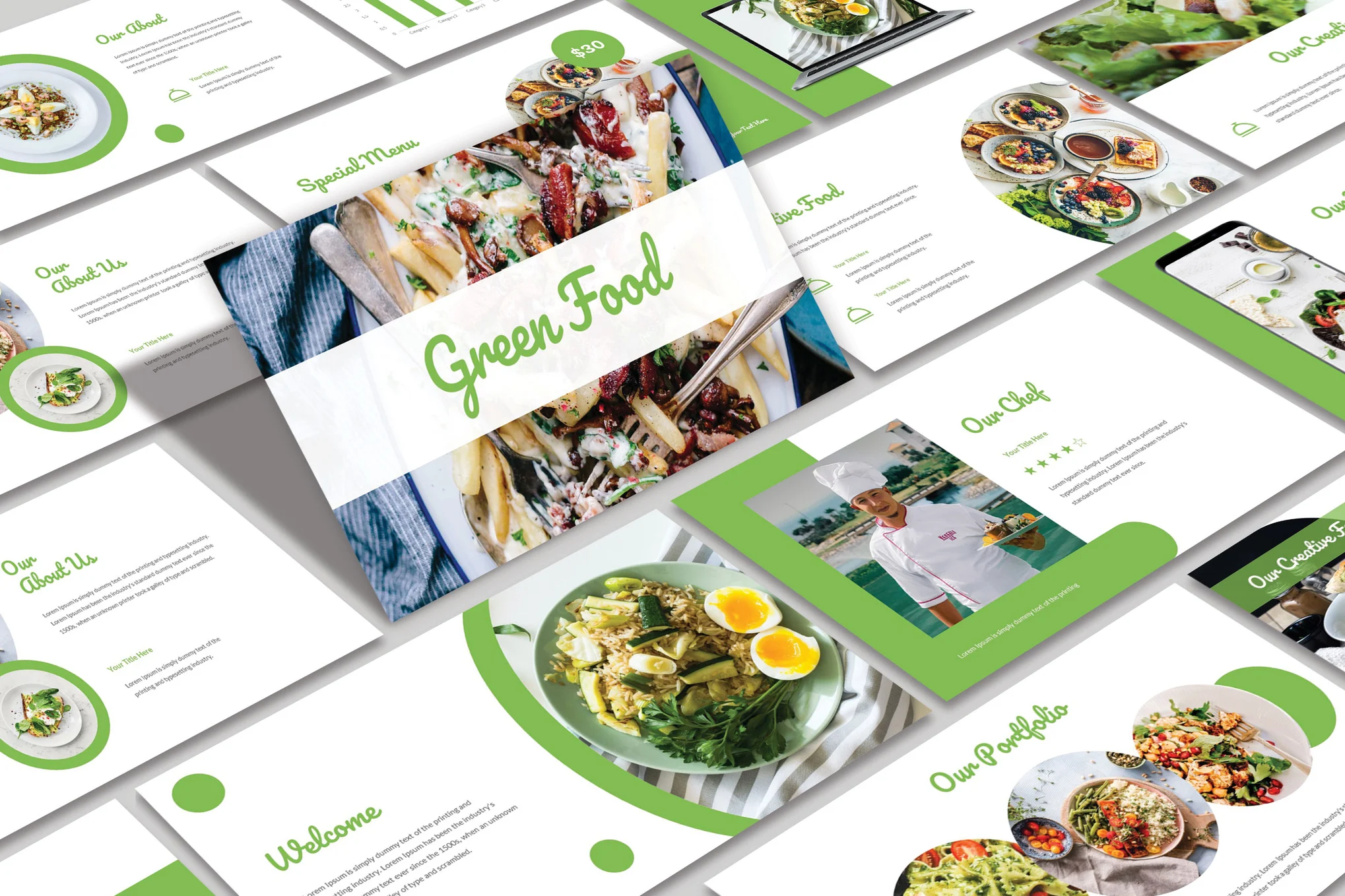 116 Green Food Powerpoint Template