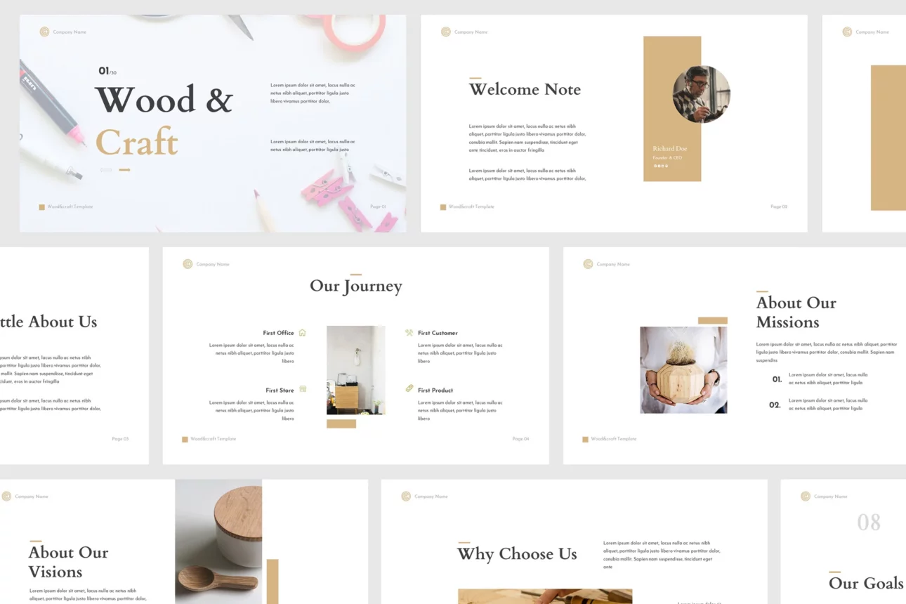 287 Wood & Craft Powerpoint Template