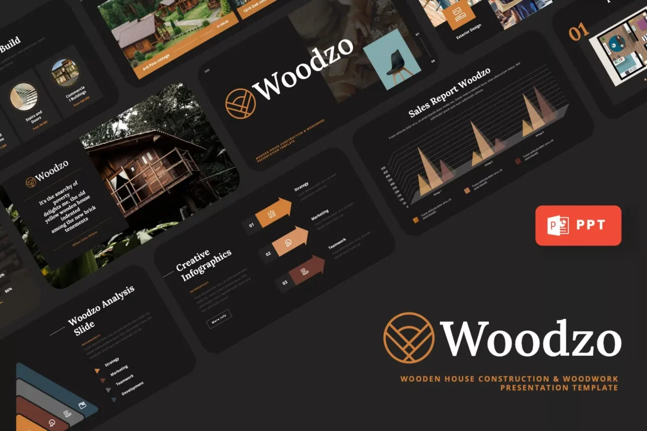 288 Woodzo - Wooden House Powerpoint Template