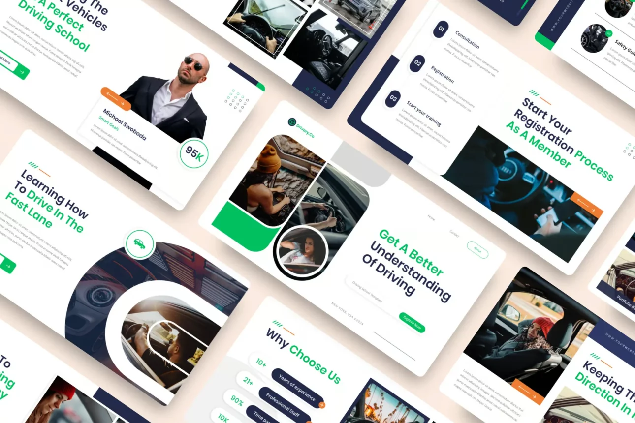 87 Drivery - Driving School Google Slide Template