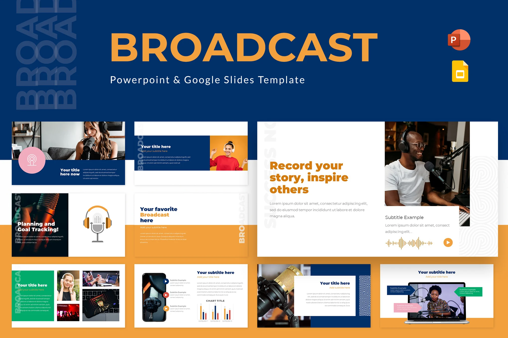 Broadcast Powerpoint & Google Slides Template