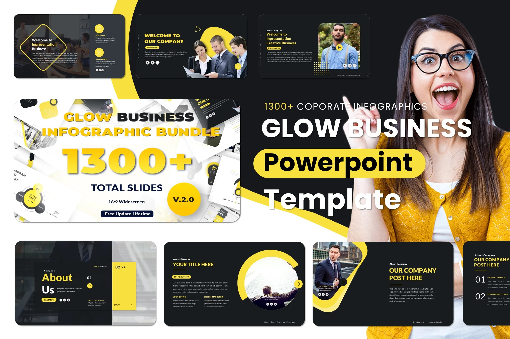 Glow Business Plan PowerPoint Template