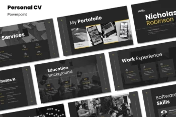 54 Dark Theme Personal CV - Powerpoint Template