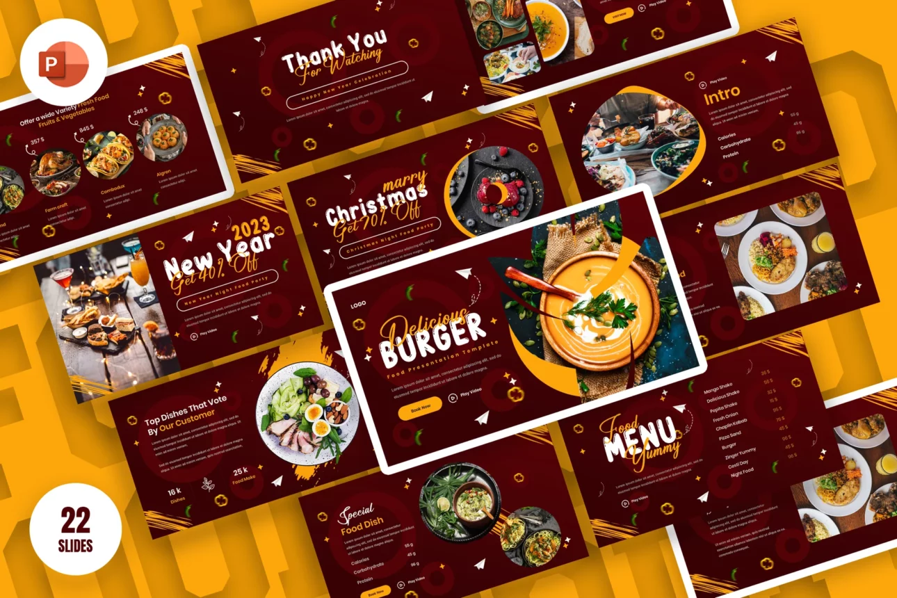 49 Burger Food PowerPoint Presentation Template