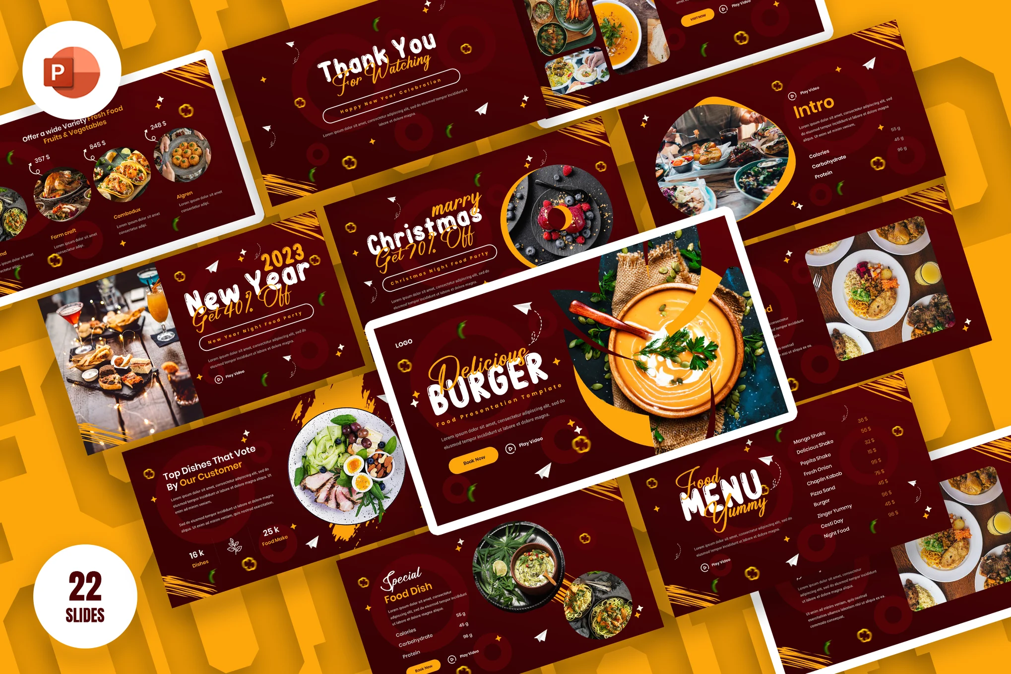 49 Burger Food PowerPoint Presentation Template