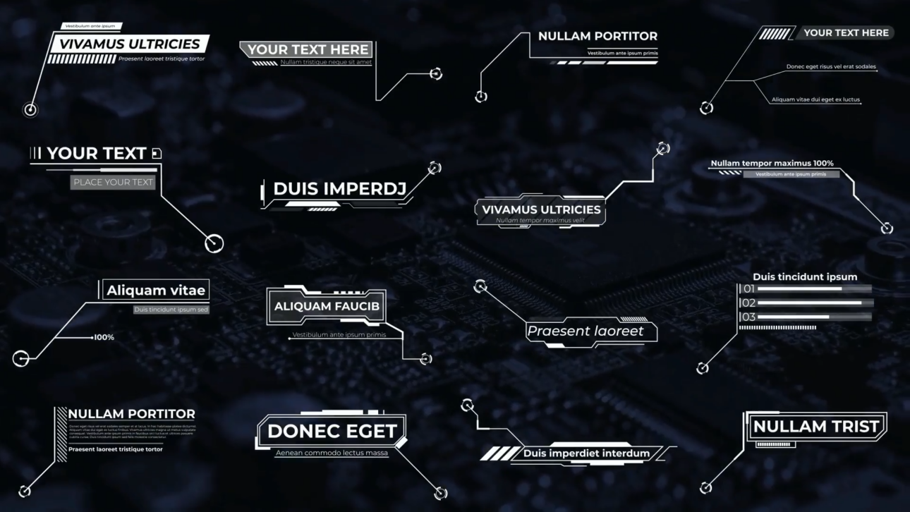 16 HUD Call Outs MOGRTs For Premiere Pro