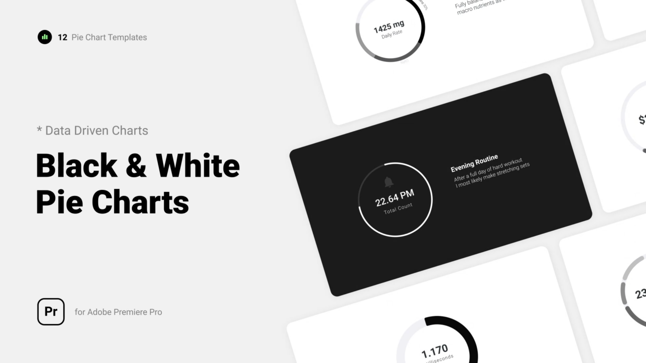 Black & White Pie Charts l MOGRT for Premiere Pro