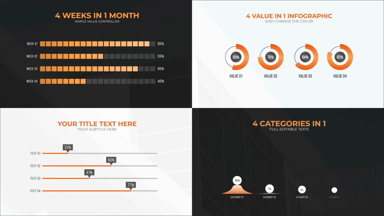 4 Values Infographic Charts | Premiere Pro