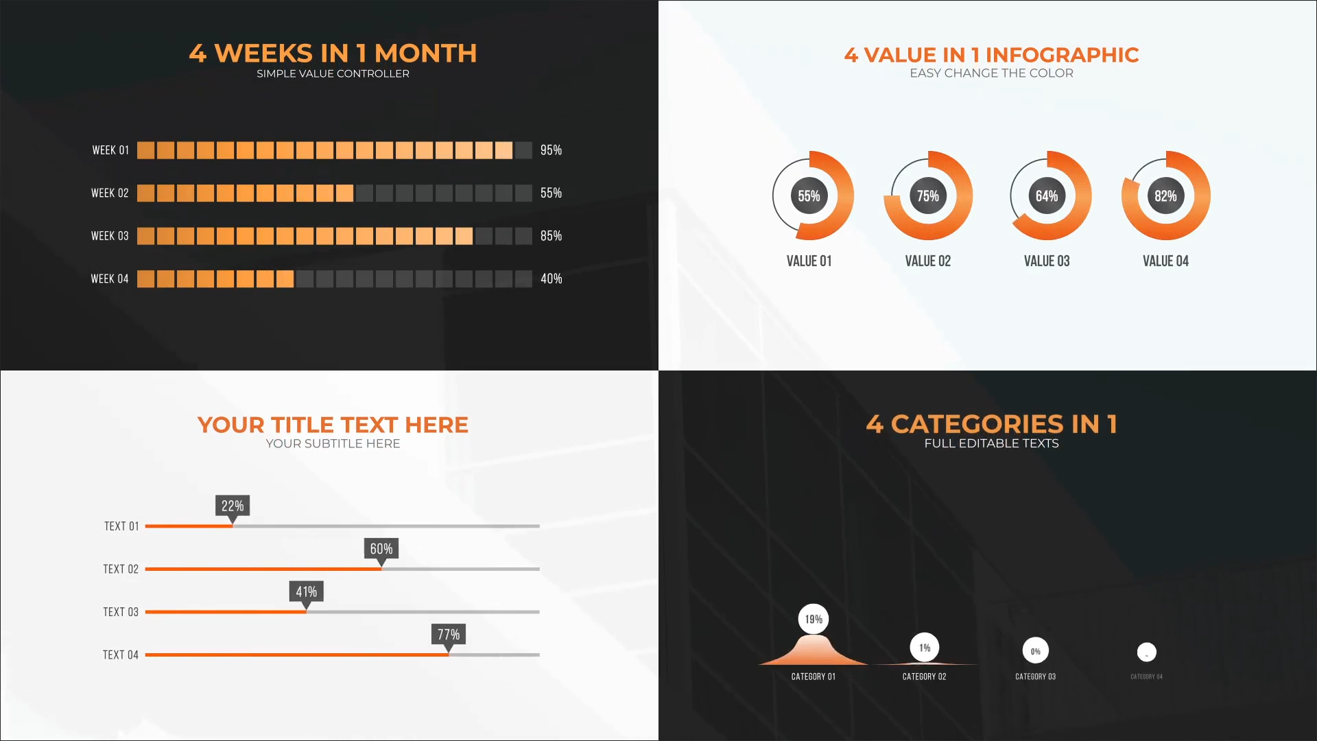 4 Values Infographic Charts | Premiere Pro