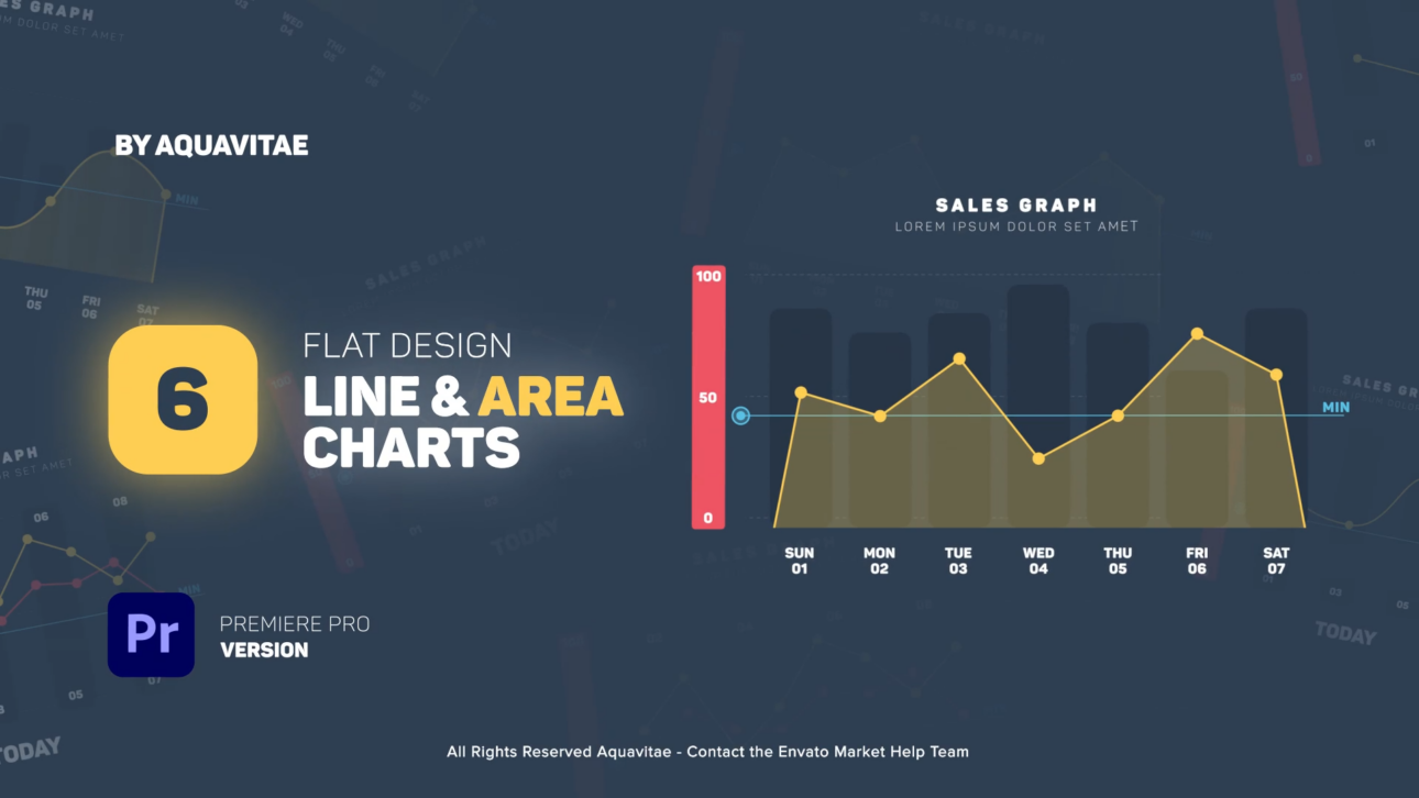 Flat Design Line & Area Charts l MOGRT for Premiere Pro