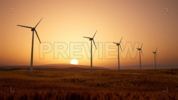 Wind Turbines At Sunset