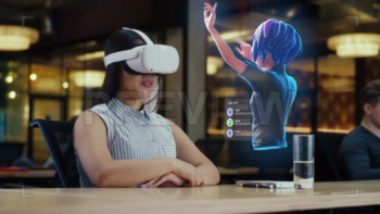 Woman Talks With Cartoon Character