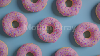Rotating Shot Of Pink Icing DonutsFood