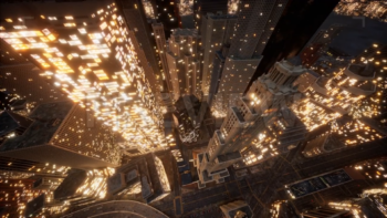 Aerial View Of Glowing Buildings