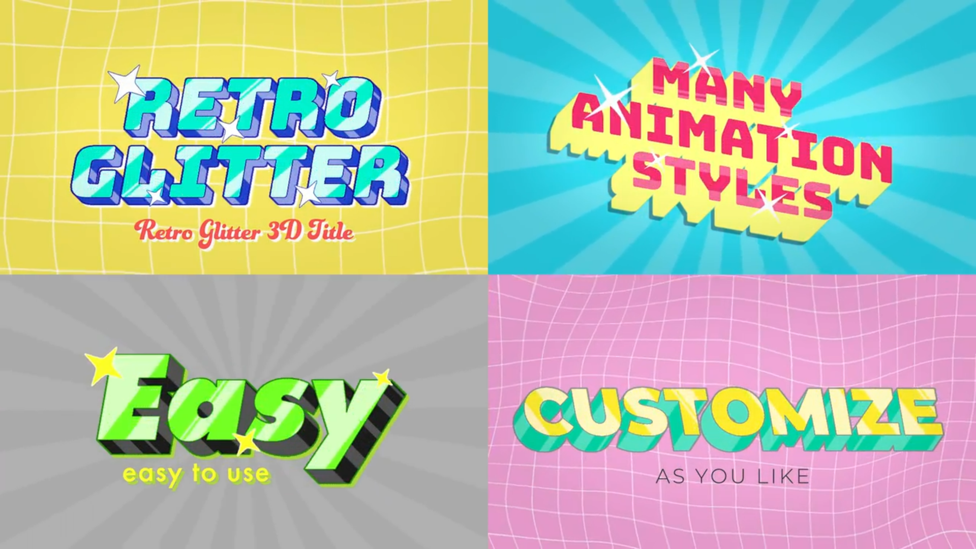Retro Glitter 3D Title