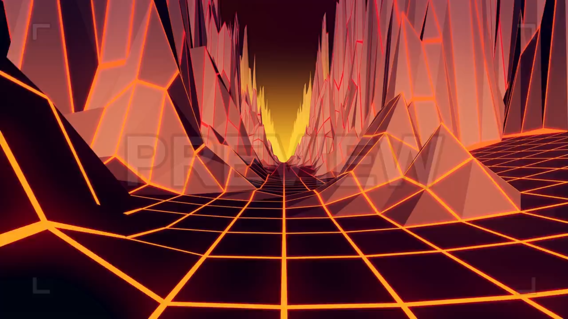 Technological Neon Mountain Landscape