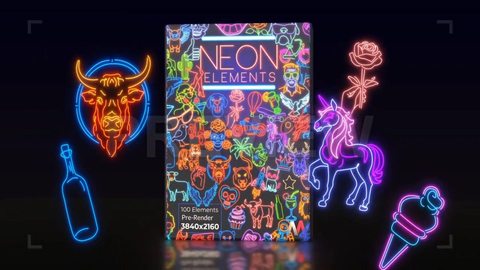 102 Neon Element Overlays