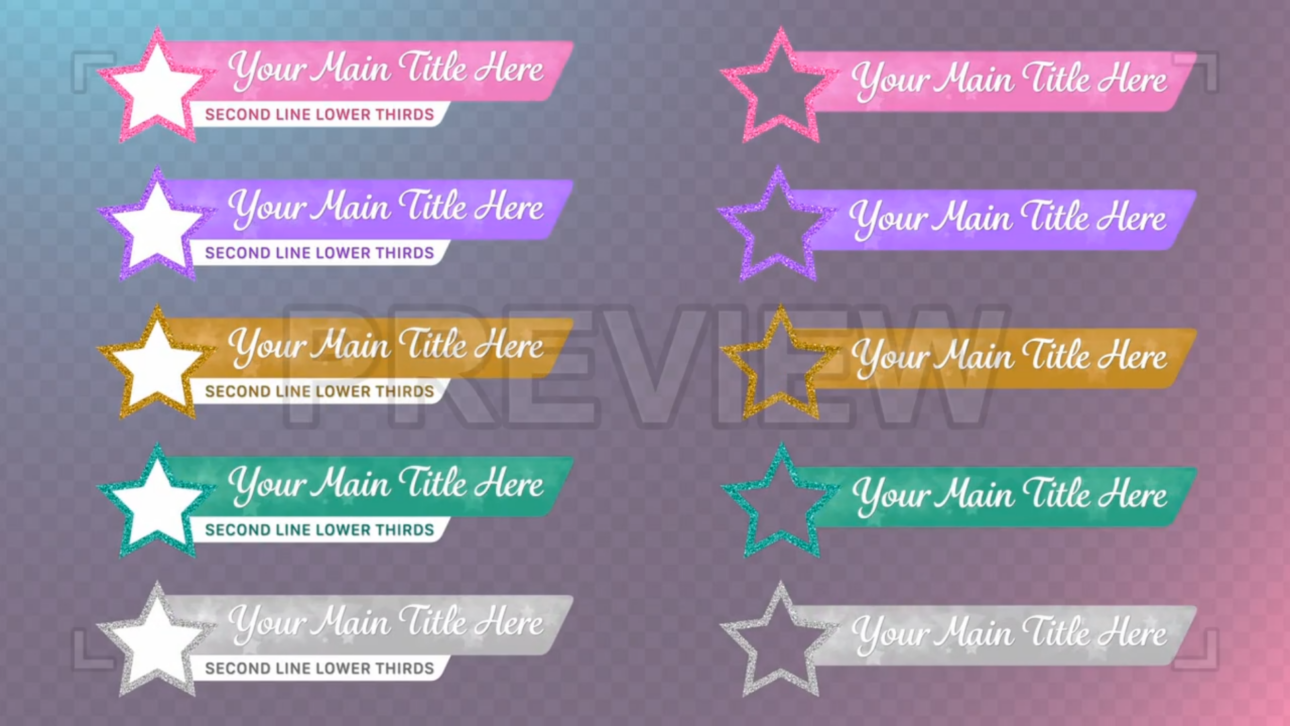 Pack Of Glitter Star Lower Thirds