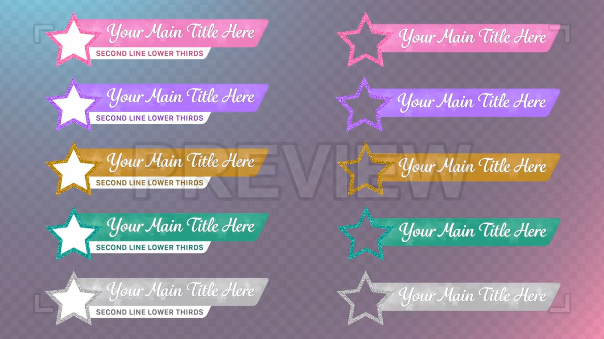 Pack Of Glitter Star Lower Thirds