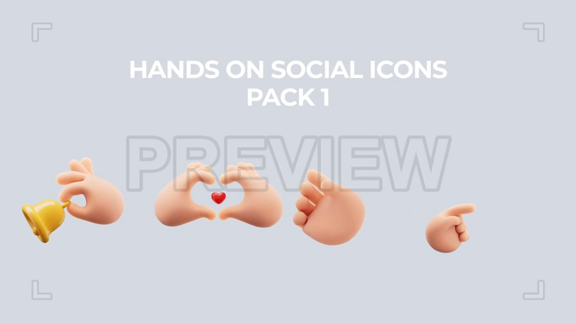 3D Hands On Social Icons - Pack 1