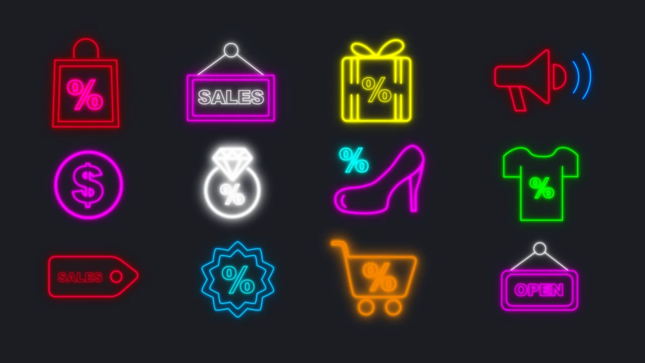 Black Friday Neon Icons