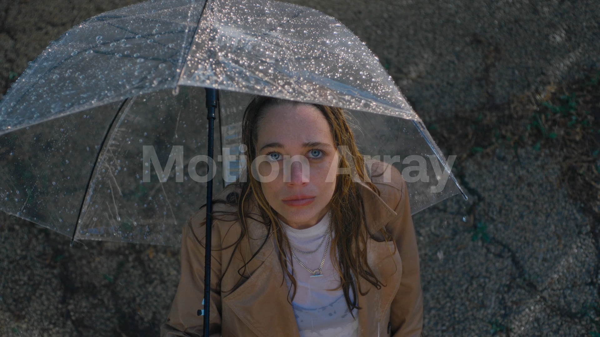Woman Holding Umbrella At Winter