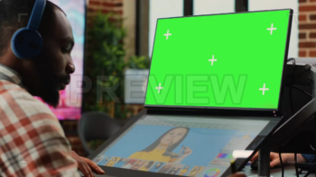 Employee Working With Green Screen