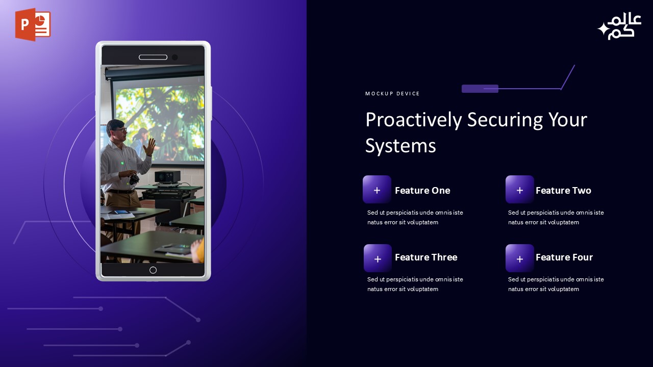 تخطيط شريحة محتوى وصورة مع ثيم لوني