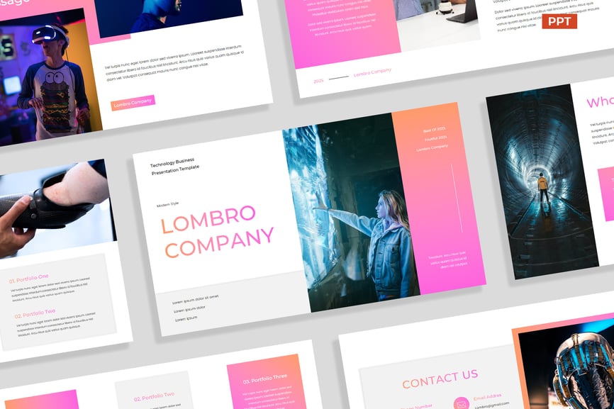 Gradient Orange Pink White Technology Business