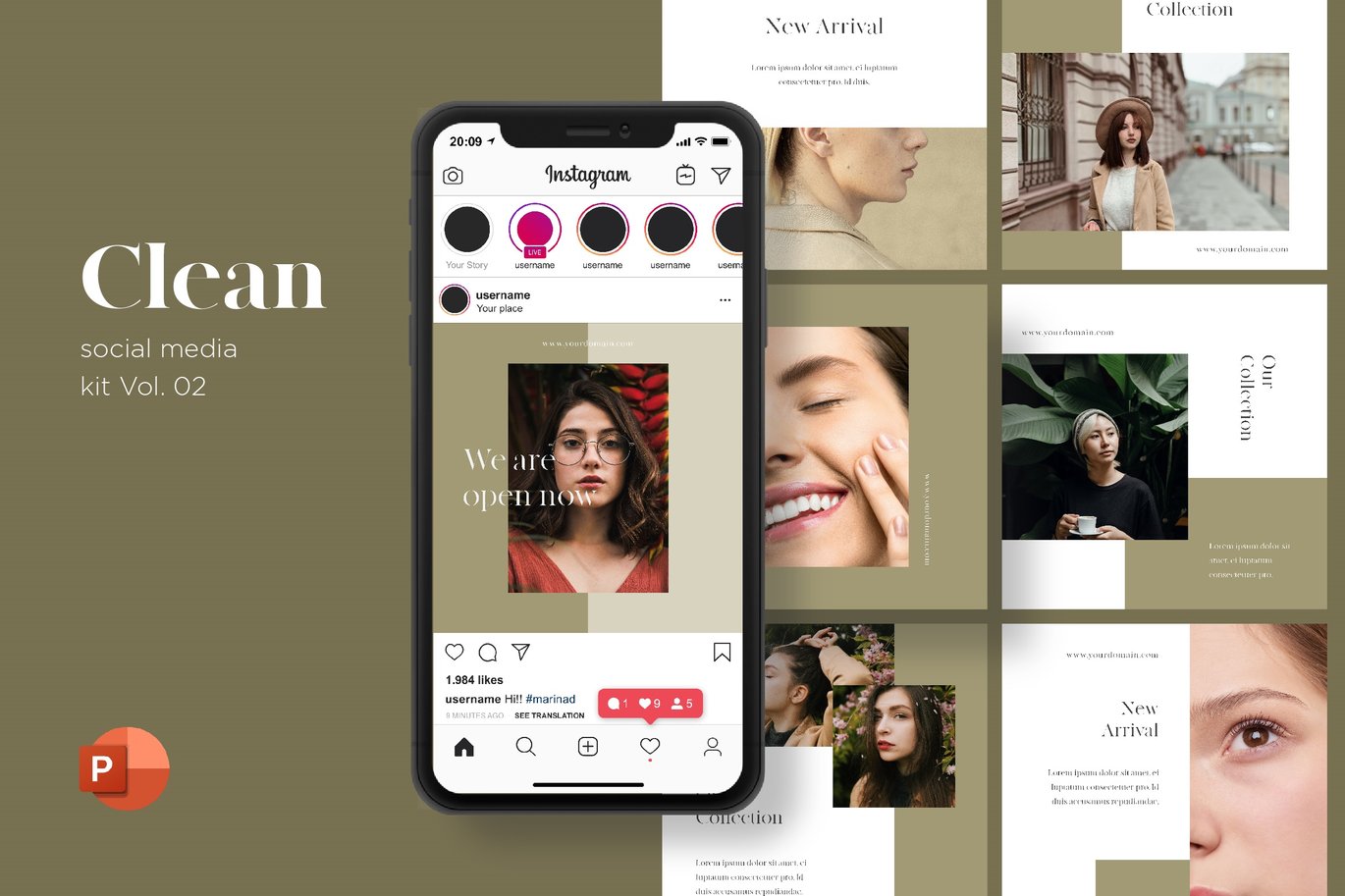 Clean Social Media Kit Vol.02 - PowerPoint