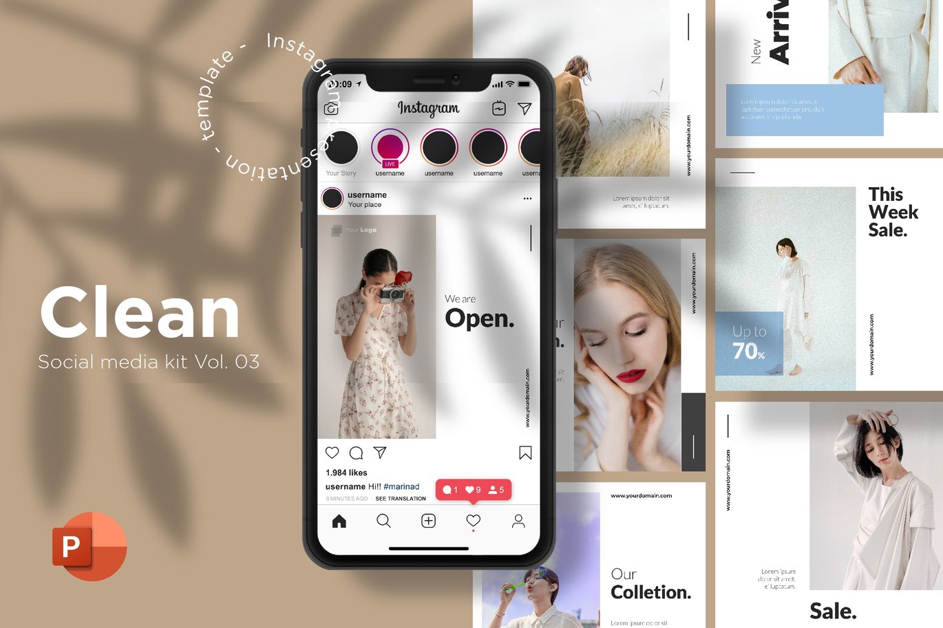 Clean Social Media Kit Vol. 03 - PowerPoint