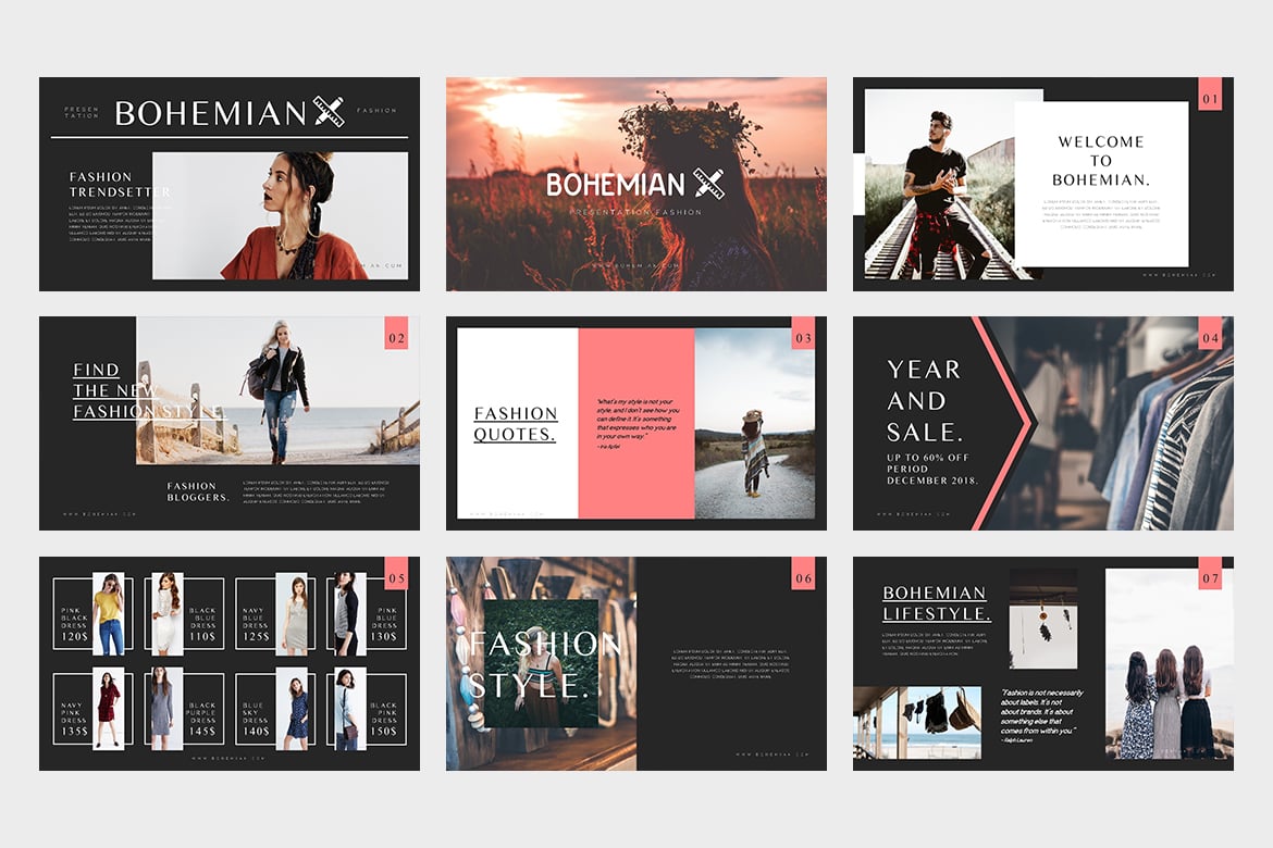 28 Bohemian : Fashion Catalogue Powerpoint Template