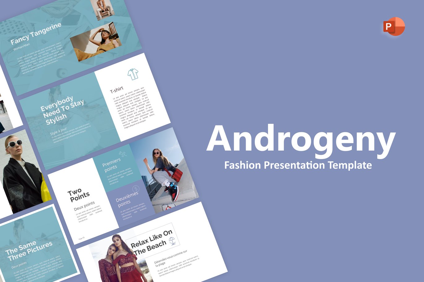 8 Androgeny Sky Blue Modern Fashion PowerPoint