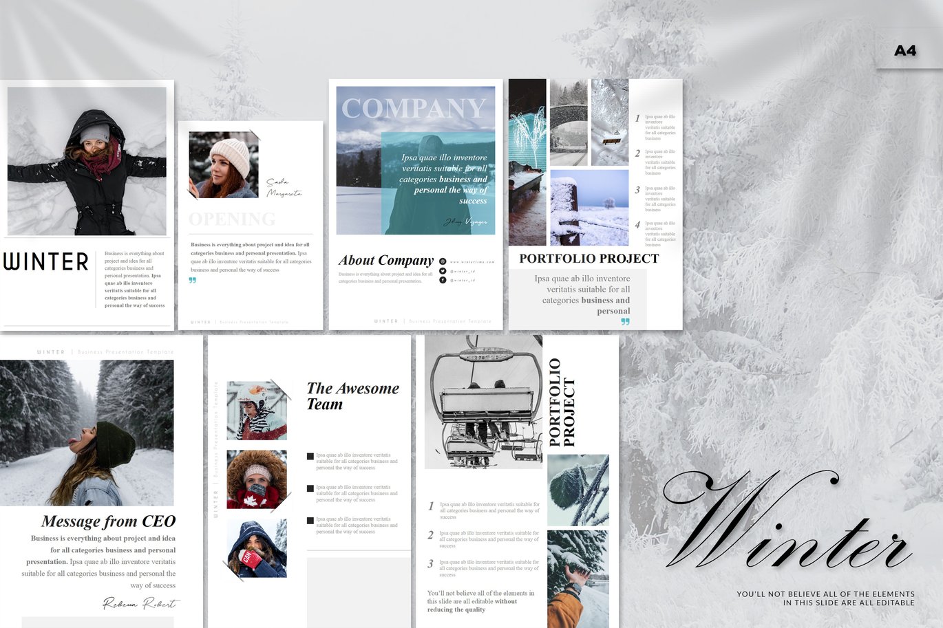 Winter - A4 Powerpoint Template