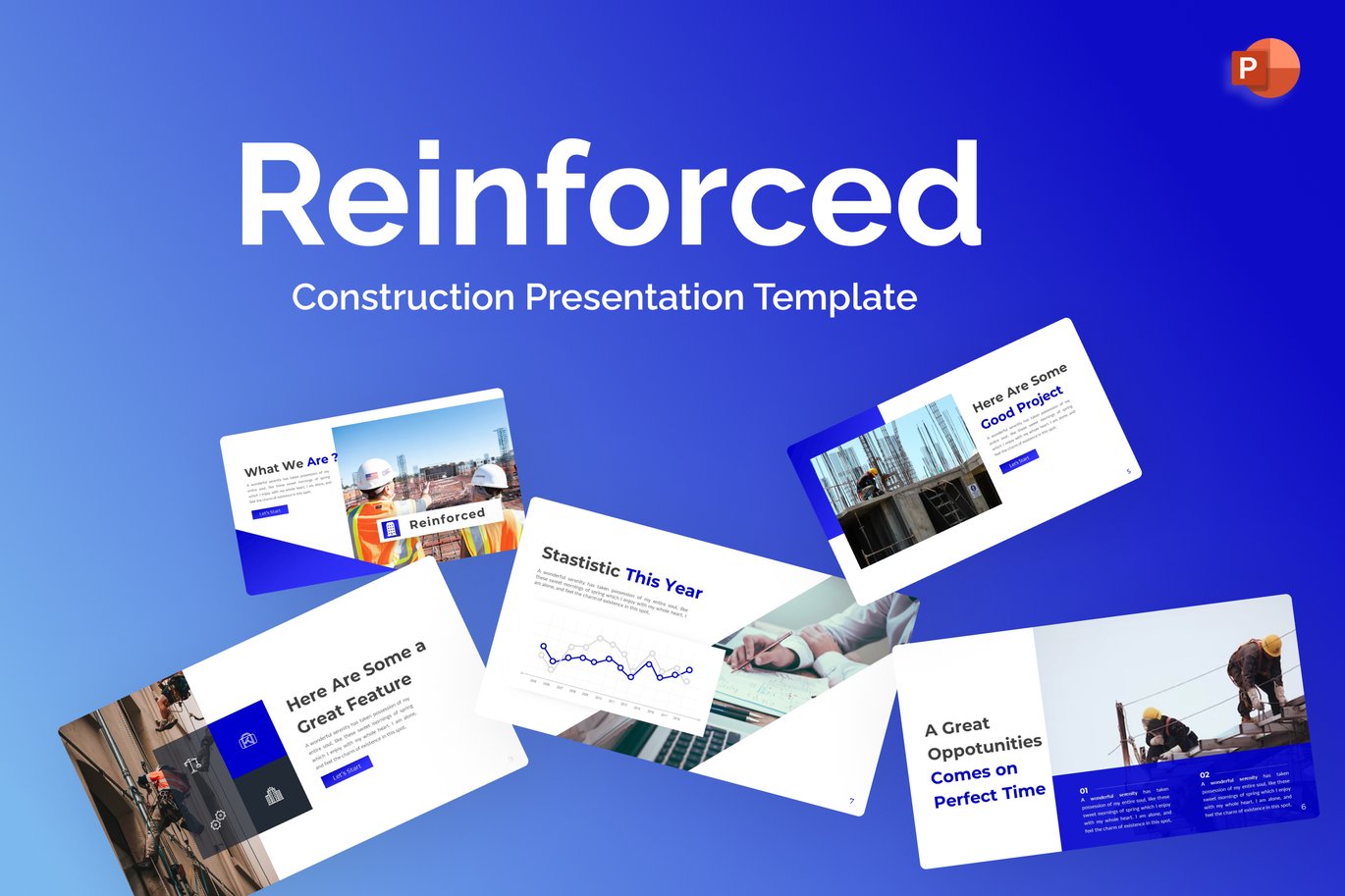 Reinforced Blue Modern Construction PowerPoint