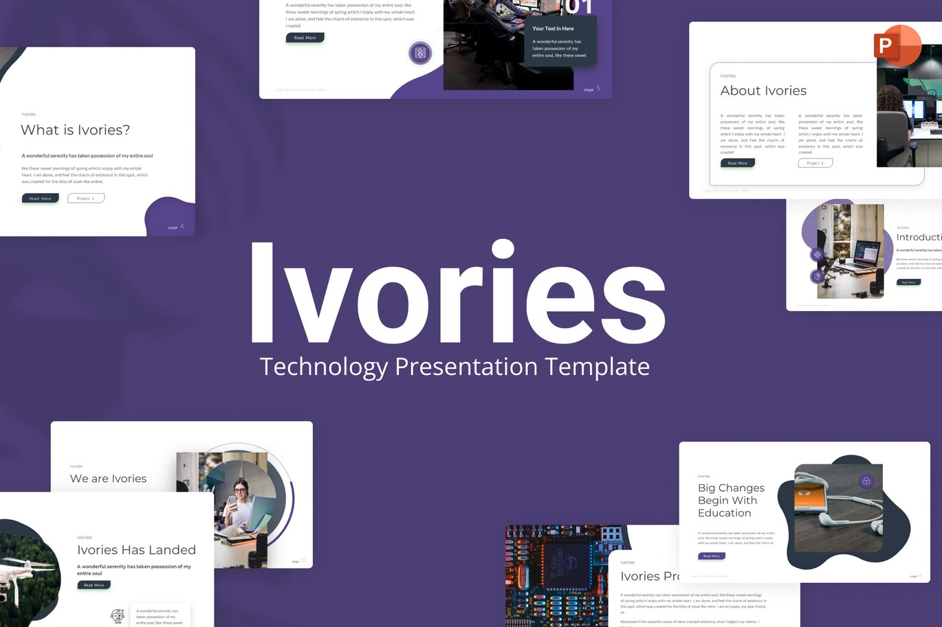 Ivories Purple Creative Technology PowerPoint