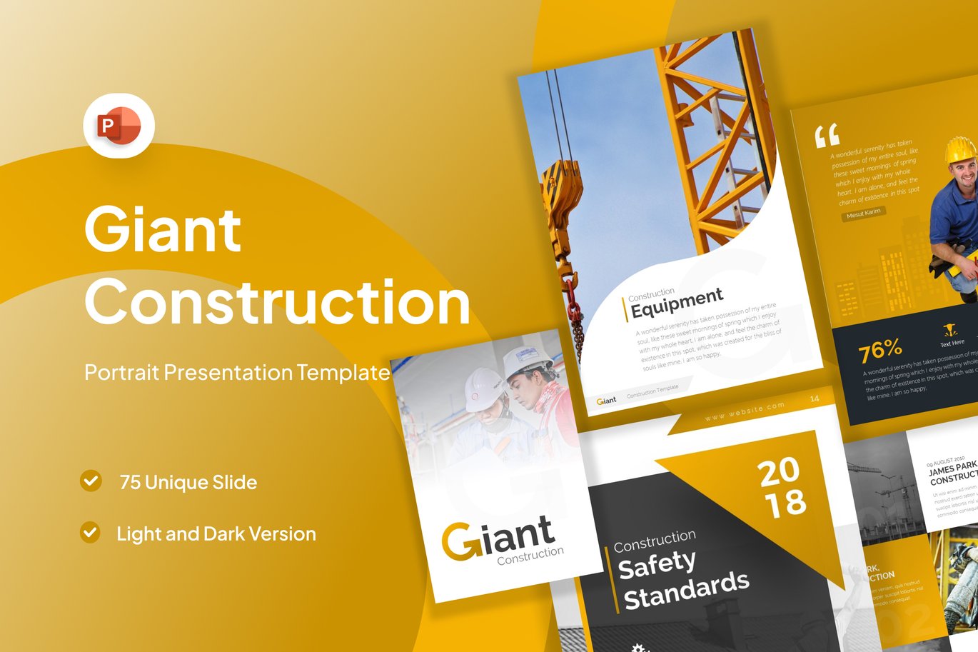 Giant Construction Portrait PowerPoint Template