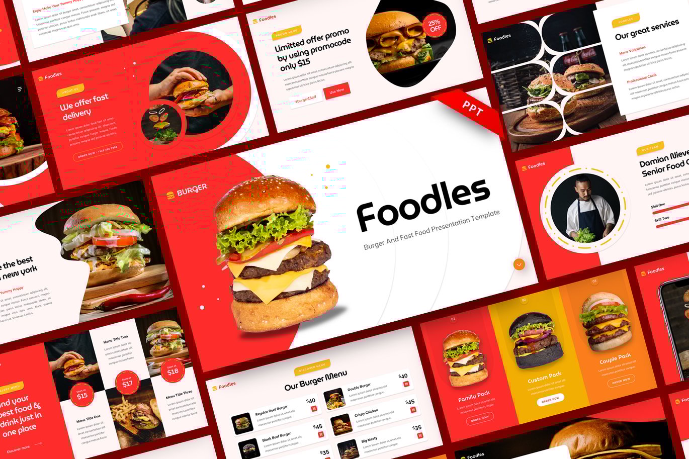 Foodles - Burger And Fast Food PowerPoint