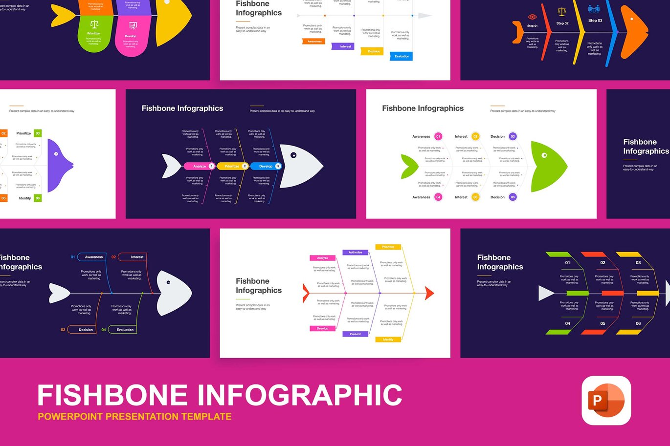 Fishbone Infographic Kit Powerpoint