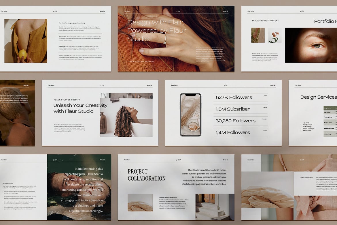 Flaur - Aesthetic Media-Kit PowerPoint Template