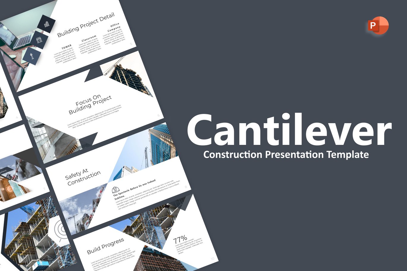 Cantilever Navy Simple Construction PowerPoint