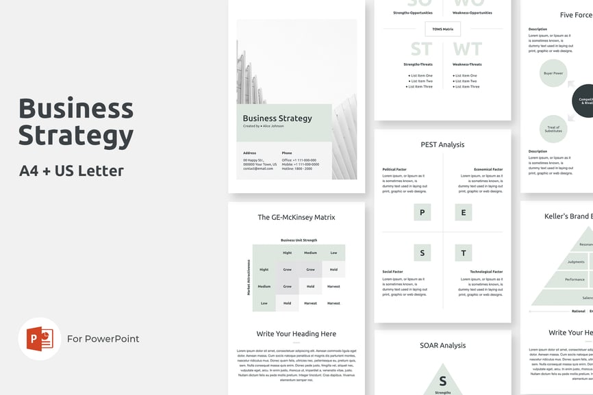 1 A4 Business Strategy PowerPoint Template