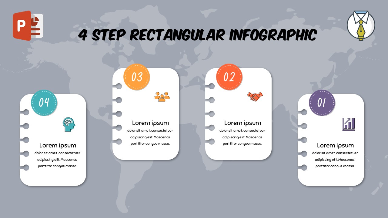 تصميم أربع خيارات انفوجرافيك ورقية متحركة في برنامج بوربوينت