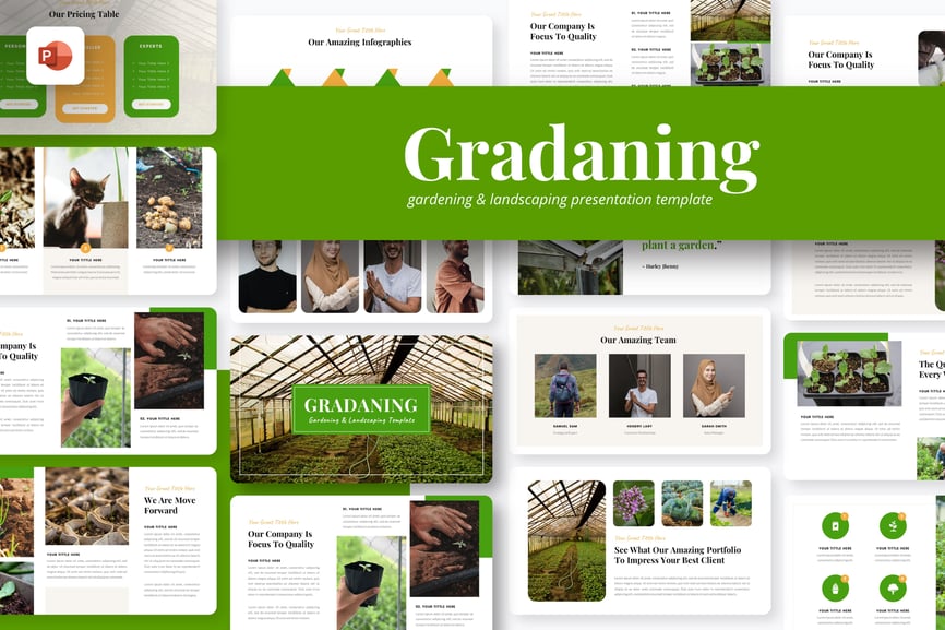 140 Gradaning Gardening PowerPoint Template