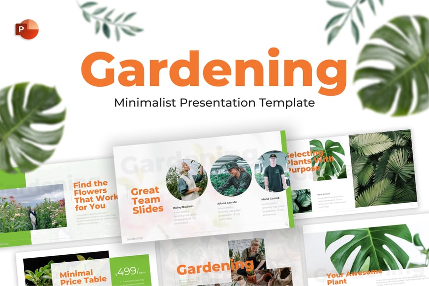 134 Gardening Florist Minimalist PowerPoint Template