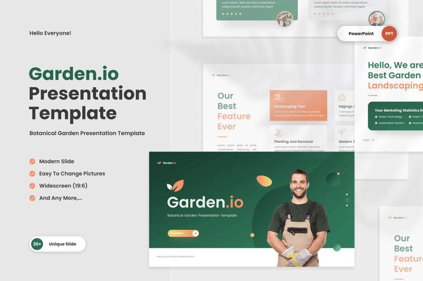 136 Gardenio - Gardening & Landscaping Powerpoint