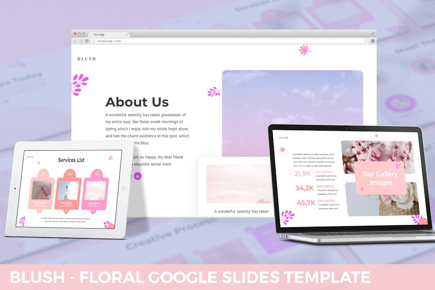 Blush - Floral Design Google Slides Template