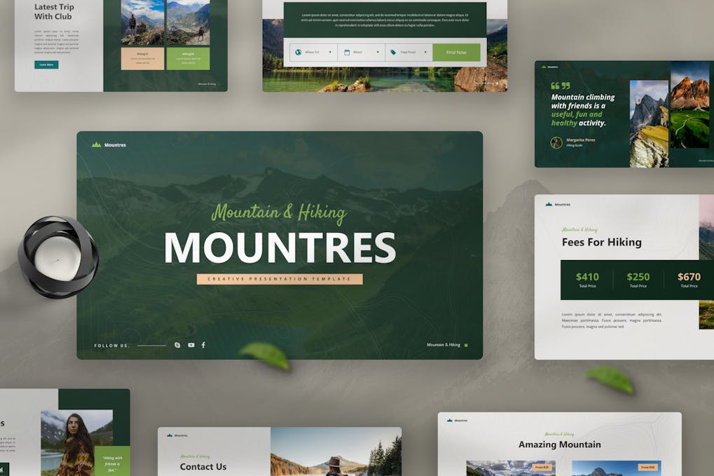 194 Mountres - Mountain & Hiking Powerpoint Template